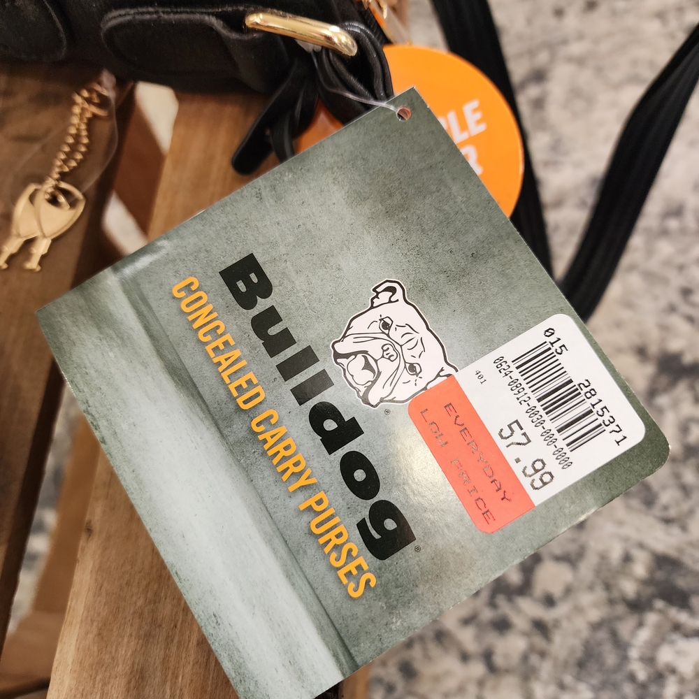 BULLDOG Concealed Carry Black Leather Cross Body or Shoulder Purse - Picture 5 of 7